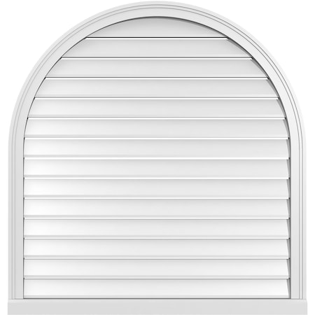 Ekena Millwork Round Top Surface Mount PVC Gable Vent: Functional, w/ 2"W x 2"P Brickmould Sill Frame, 40"W x 42"H GVPRT40X4203SF